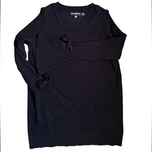 Karl Lagerfeld Paris Bell Sleeve w/Bow Accent Sweater Cut Out  Black Small